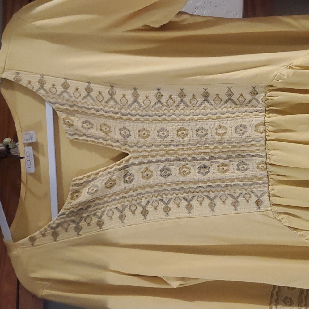 LOGO by Lori Goldstein Yellow Embroidered Tunic #406